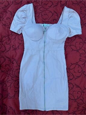 Haute Monde Lavender Square-Neck Zip Mini Dress